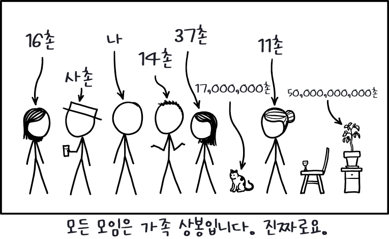 할머니께서 인간과 고양이의 수명 차이 때문에 실제로는 저 고양이는 제 17,000,000촌의 14,000,000 대 손이라고 하셨습니다.